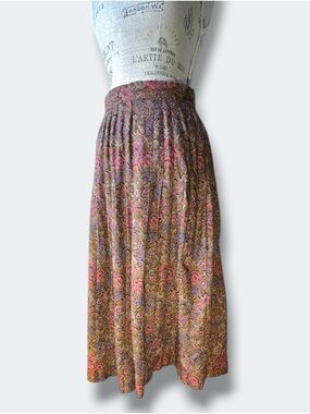 One-of-a-Kind Custom Paisley Tapestry Full Pleated Skirt Earthy Cottagecore - L